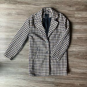 Vintage Brown Plaid/Herringbone Oversized Blazer Jacket - sz M